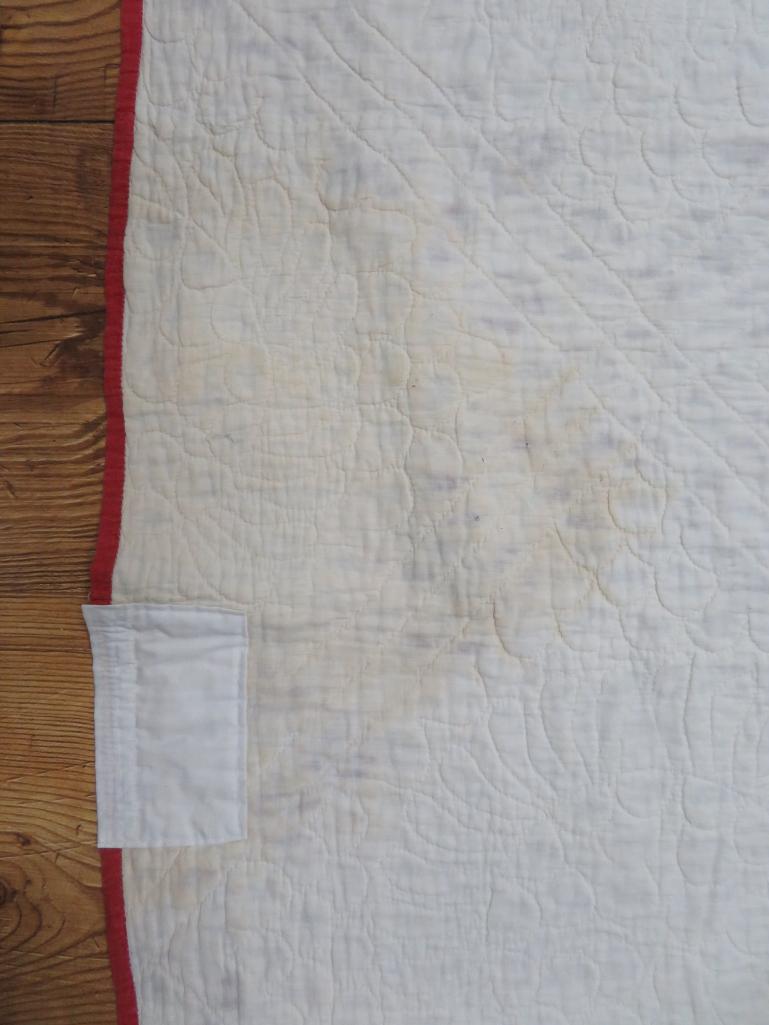 Red and White 1900's Irish Chain quilt, with appraisal