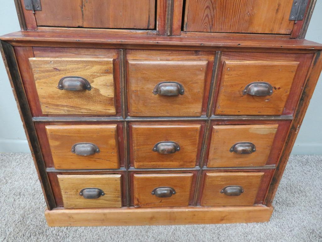 Great two door multi drawer storage cupboard, tramp art