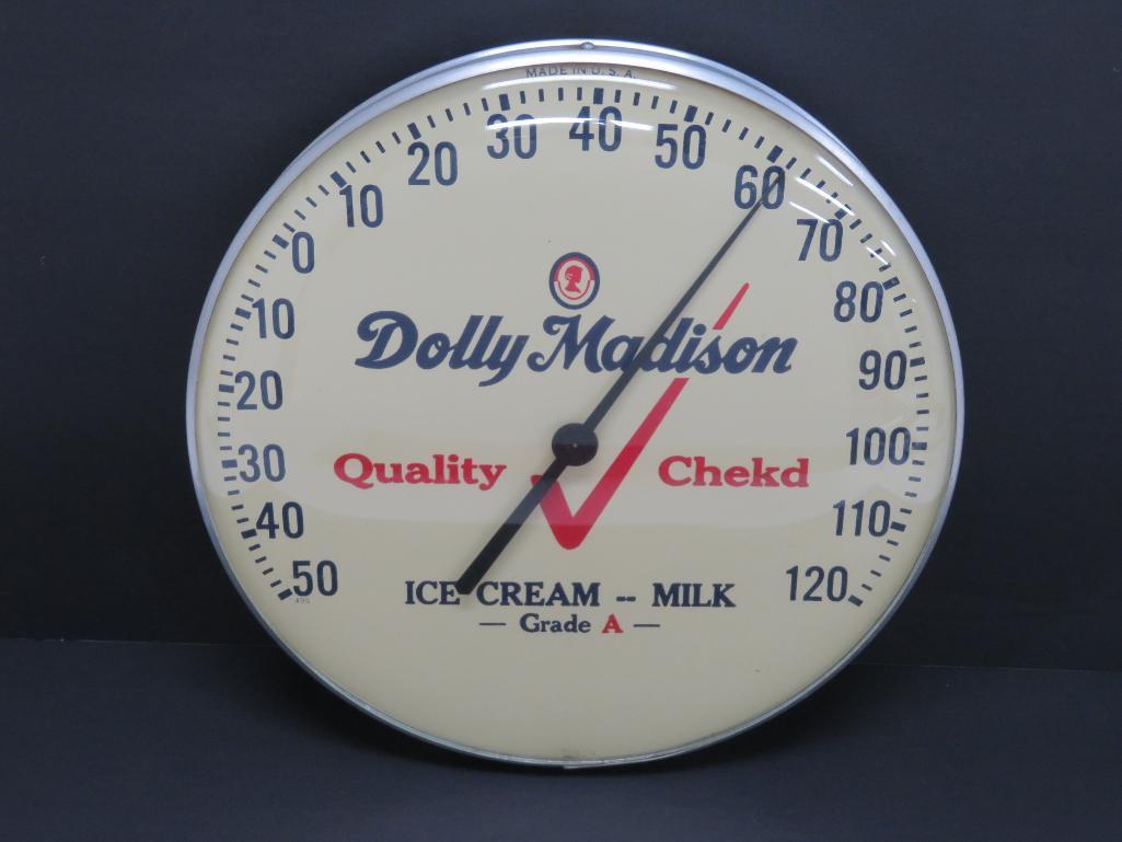 Dolly Madison advertising thermometer, Ice Cream Milk, 12"