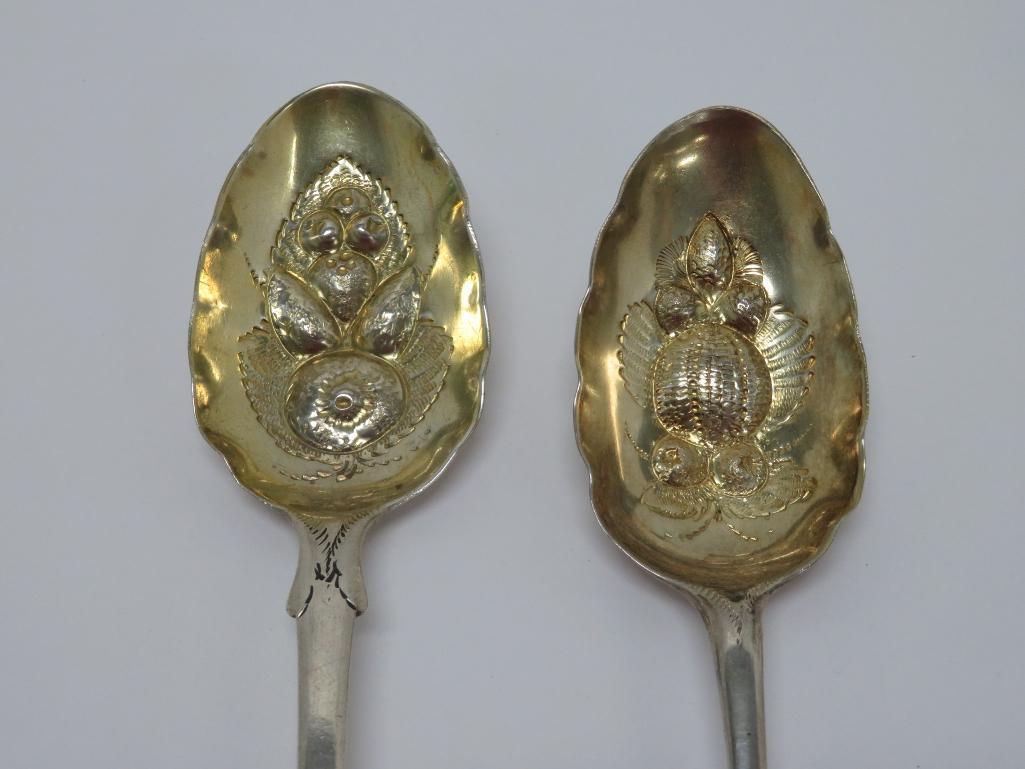 George II and Smith London silver berry spoons