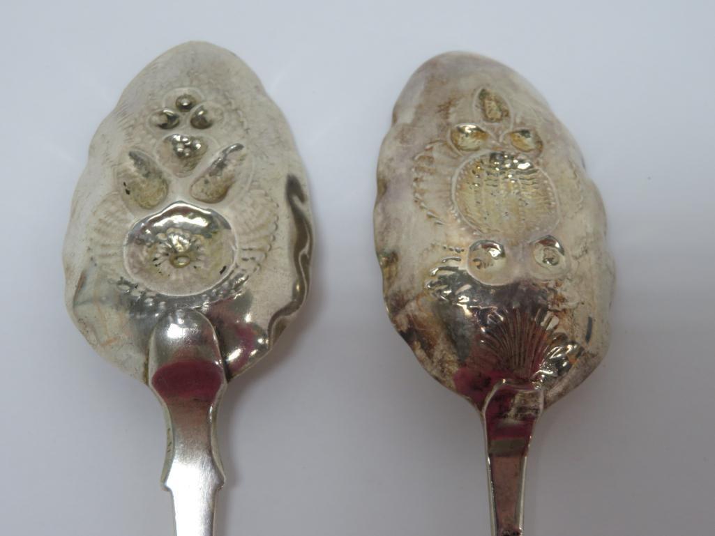 George II and Smith London silver berry spoons