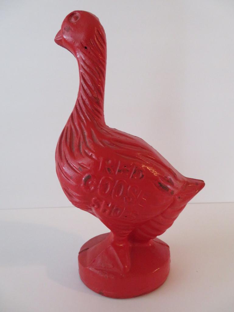 Red Goose Shoes, cast iron bank, 8"