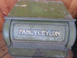 Large Henry Troemner, Fancy Ceylon roll top tea bin