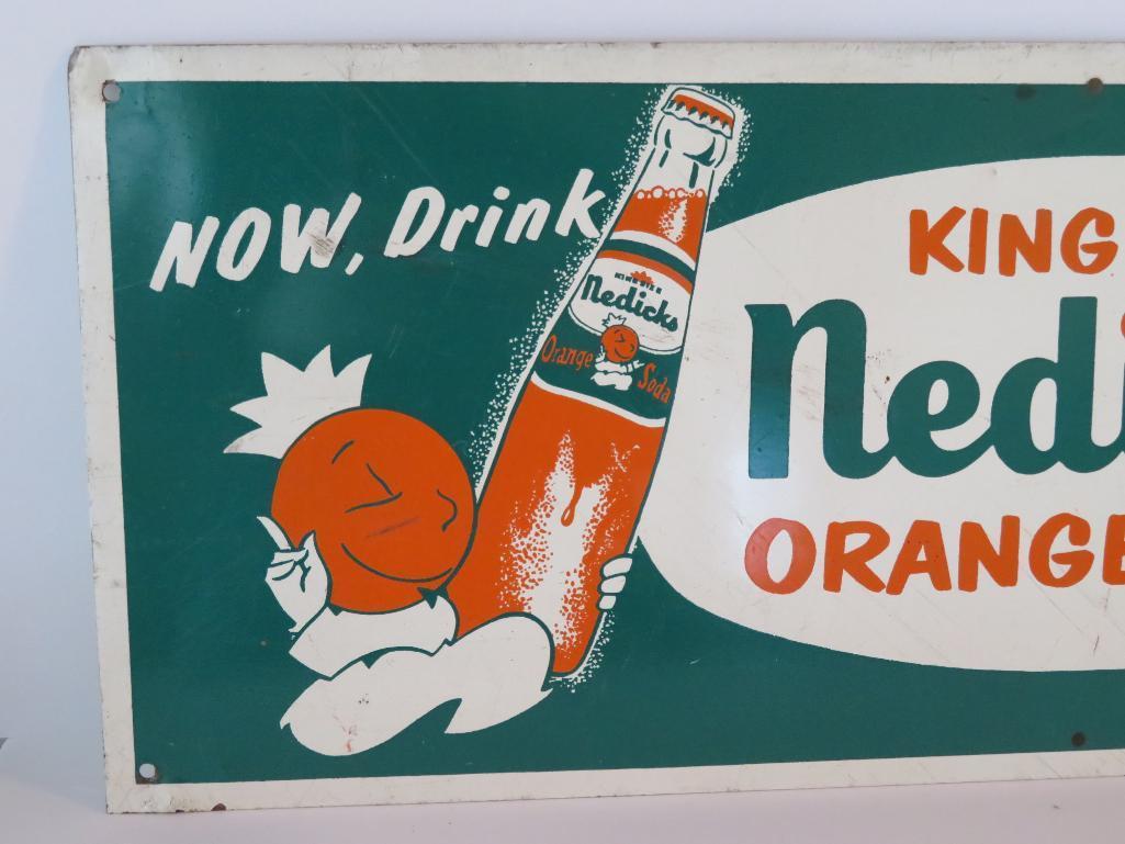 Nedicks metal advertising sign, orange soda, 24" x9"