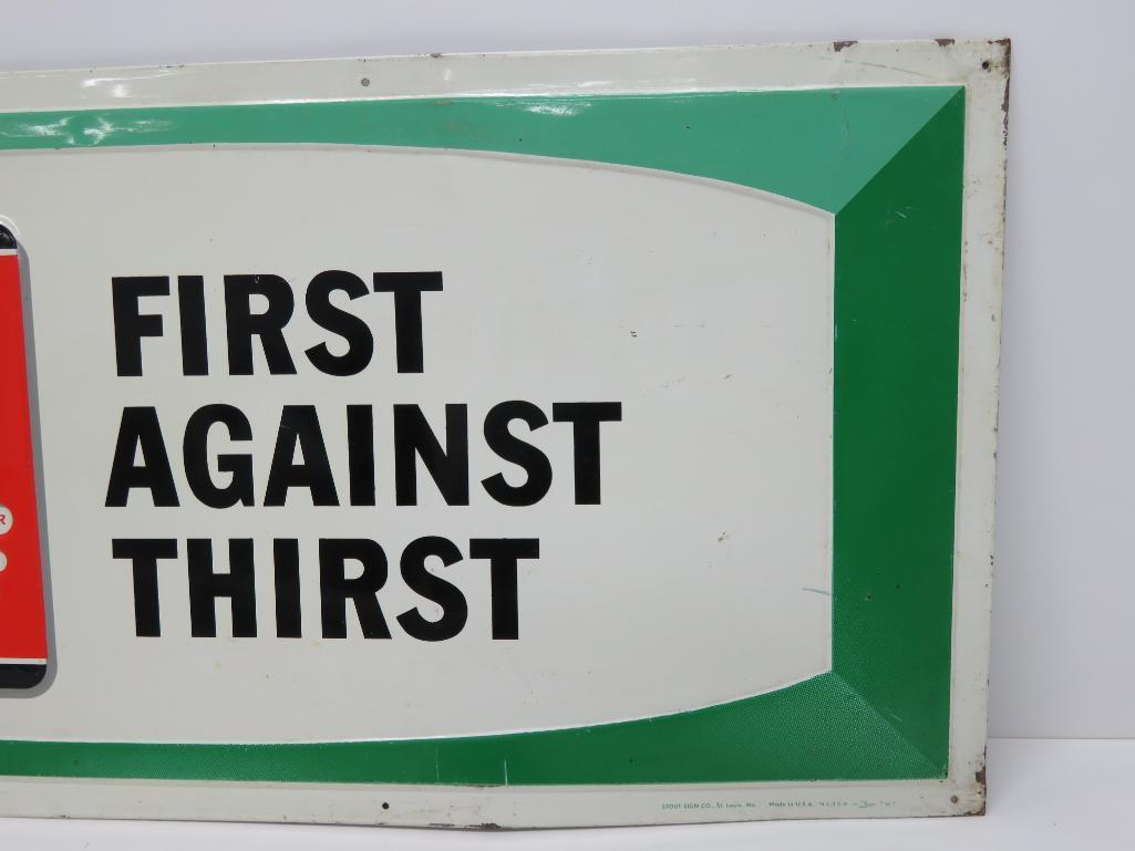 Metal 7 Up sign, First Against Thirst, 35" x 15"