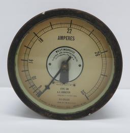 Westinghouse gauge, AC Ammeter, 22 amps, 8"