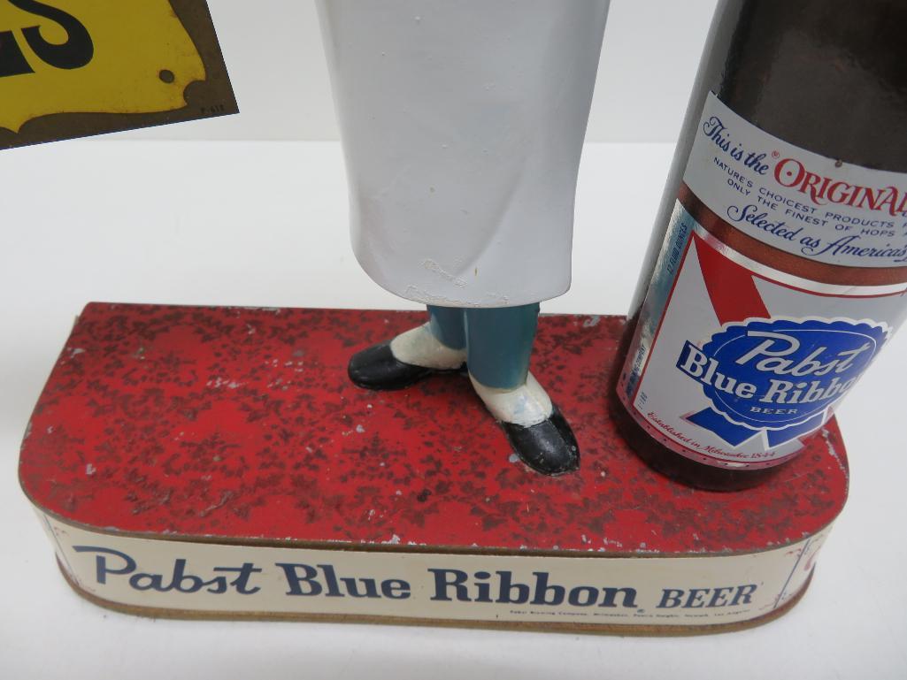 Pabst Blue Ribbon cast metal bartender sign, 15"