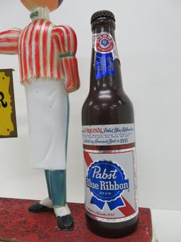 Pabst Blue Ribbon cast metal bartender sign, 15"