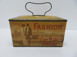 Fashion Cut Plug Lunch Pail Style Tobacco Tin, 8" x 5" x 4" tall