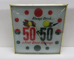 50 50 Lighted Advertising Clock, 15", working