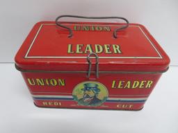 Union Leader Redi Cut lunch box style tin, made in Italy, 7" x 4", Uncle Sam