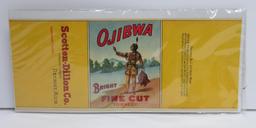 Ojibwa Bright Fine Cut tobacco pack, paper, and Label