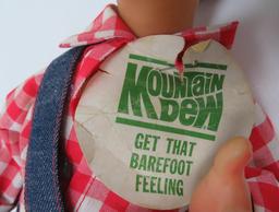 1969 Mountain Dew, promotional doll, Get that Barefoot Feeling, 21"