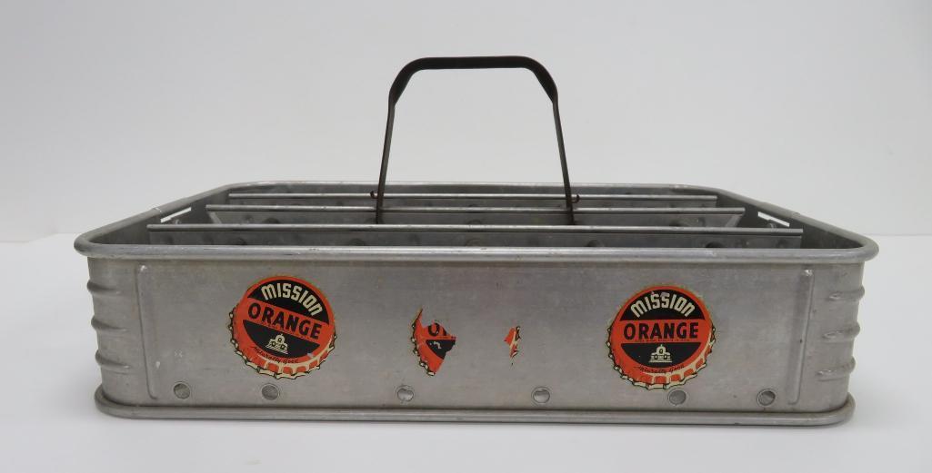 Mission Orange metal soda tray carrier, 17" x 12"