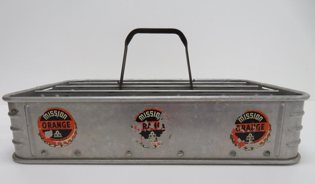 Mission Orange metal soda tray carrier, 17" x 12"
