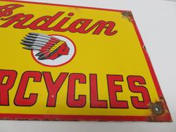 Indian Motorcycle enamel sign, 12" x 8"