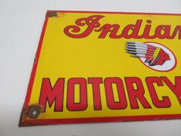 Indian Motorcycle enamel sign, 12" x 8"