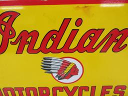 Indian Motorcycle enamel sign, 12" x 8"