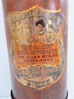 Allen Sanitary Fountain, Alan Bath Apparatus, metal, 14 1/2" tall