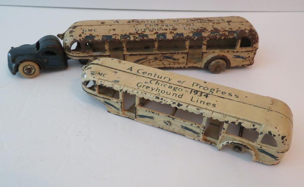 Cast iron Century of Progress Greyhound Lines bus trailer, Arcade