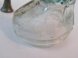 Two glass telephone candy containers, 4" to 5"