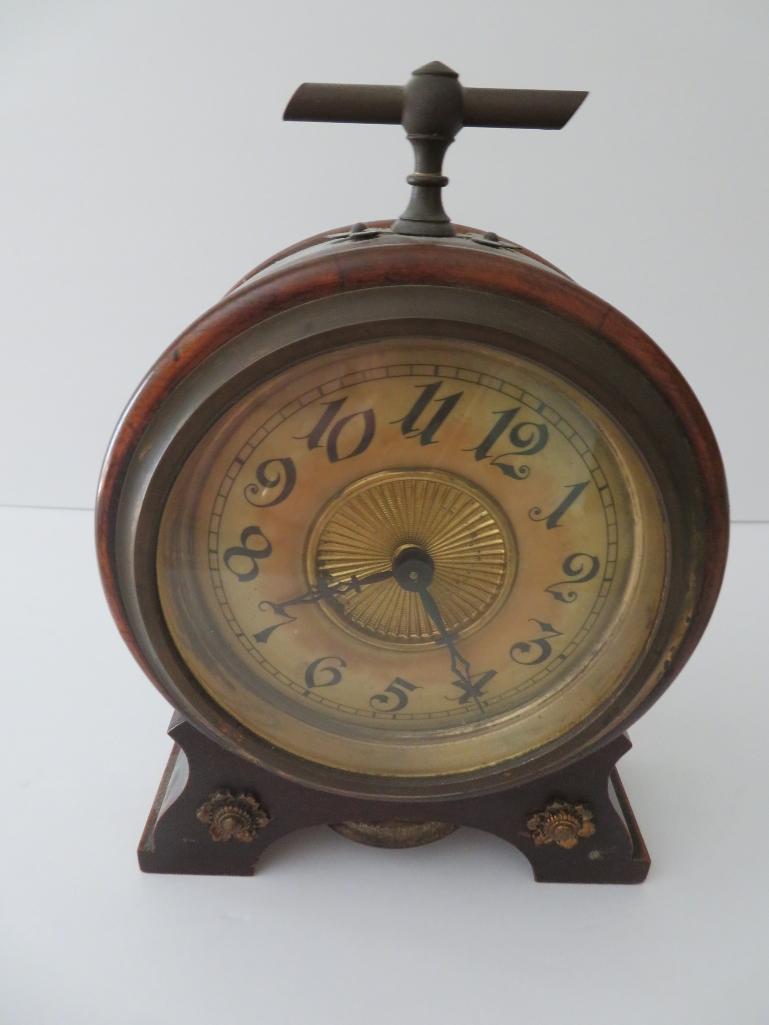 Wurttemberg alarm clock, c 1847, wooden, 8 1/2"