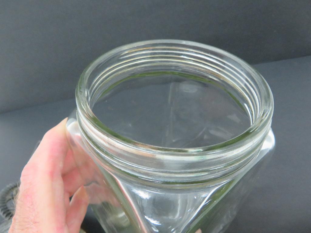 Small glass Daisy churn style beater, 12 1/2" tall