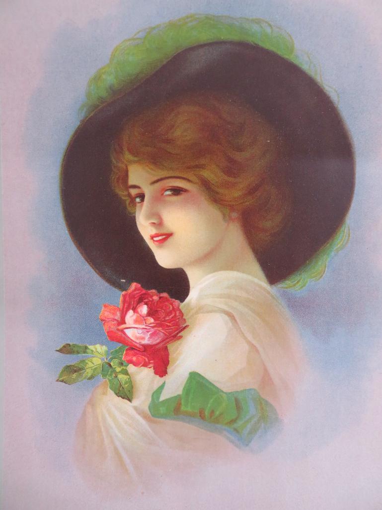 1915 Calendar, January, pretty lady, Hayes litho