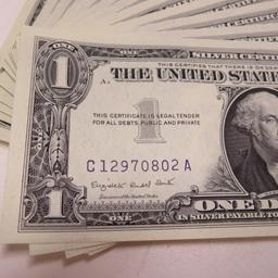 14 Sequential silver certificates, series 1957A, C12970802A to C12970815A