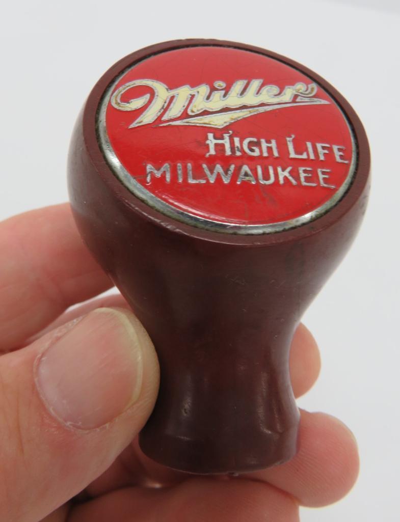 Miller ball knob, beer tapper marker, maroon