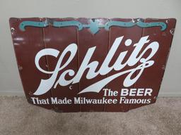 Enamel Schlitz sign, 3' x 4'