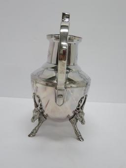 9" 1875 Meriden B Company plated coffee pot with stag heads, Gorgeous