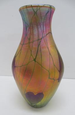 LC Tiffany vase, 9 1/4", #7214, heart and vine