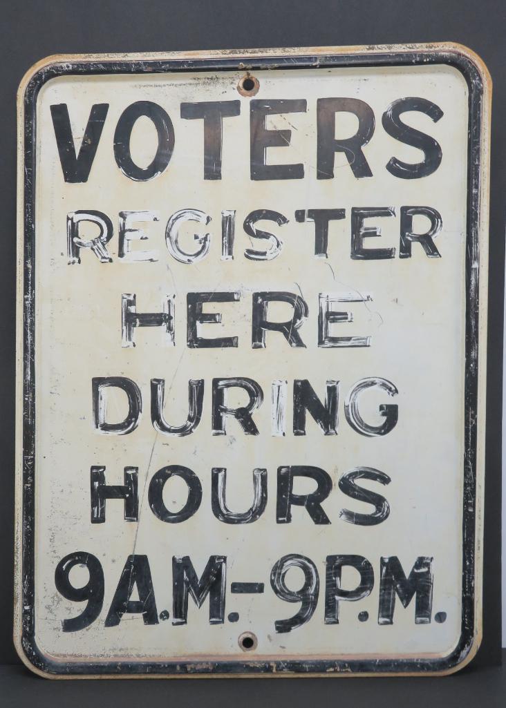 Voter Registration sign, heavy metal, 18" x 24"