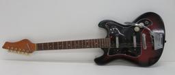 Vintage Electric guitar with case, attributed to Teisco Japan, 38"