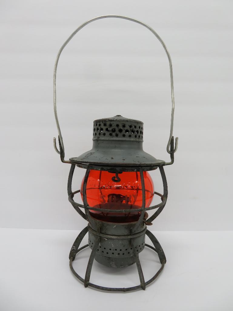 Dressel Southern Railway Railroad lantern, frame marked Pacific, orange shade