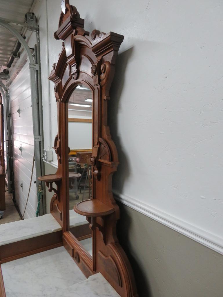 Fantastic Walnut marble top ornate dresser with mirror