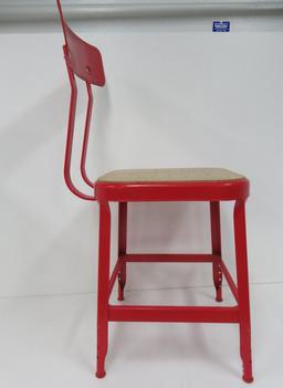 Red metal shop stool utility chair