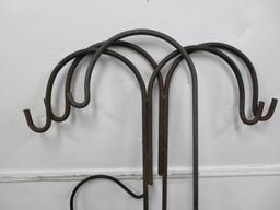 Four metal shepherd hooks, plant hooks, 48" and (3) 65"