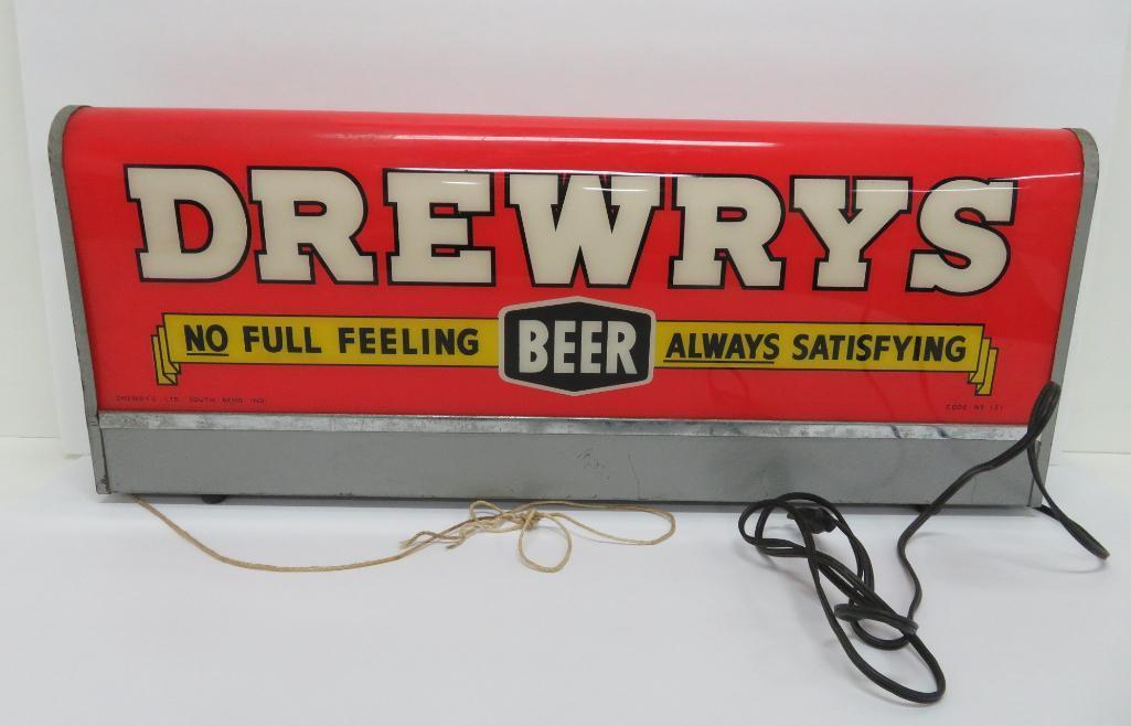 Drewrys lighted sign, code #121, South Bend Indiana, works, two sided