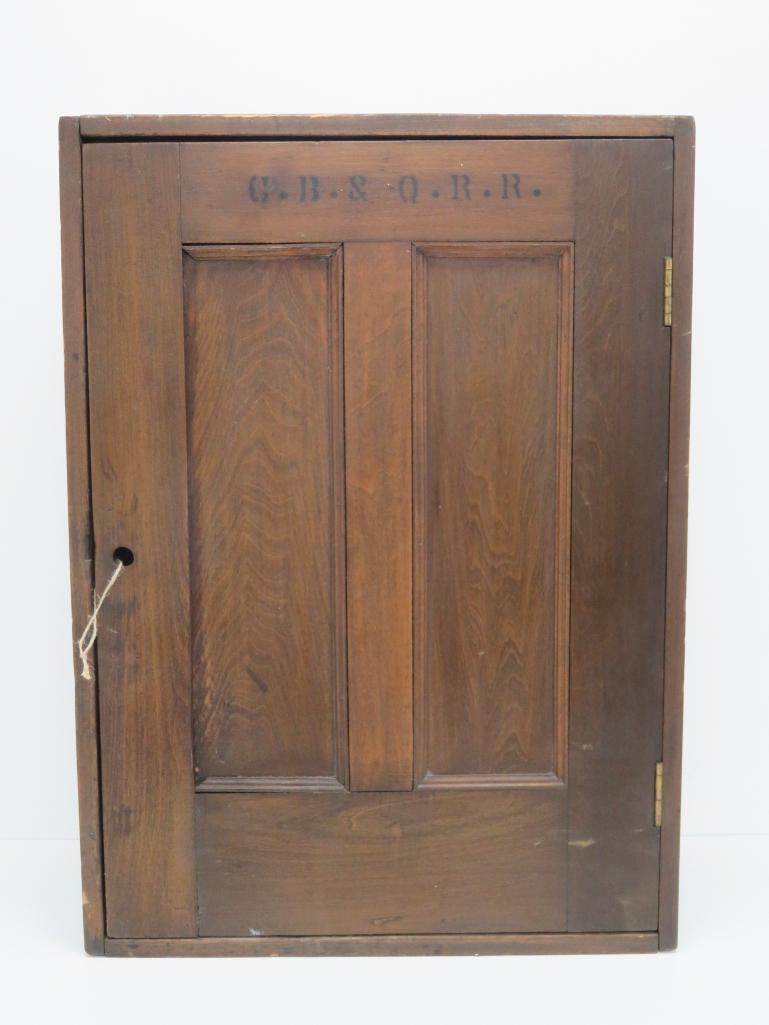 C.B. & Q RR ticket cabinet, 26" x 19", 9 1/2" deep