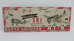 1952 Berkely's SNJ North American AT-6 wooden plane model in box
