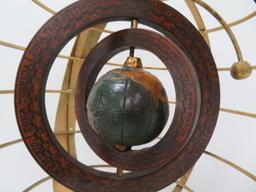 Wooden and Brass Armillary Sphere, 16" diameter and 22" tall, Zona Fredda