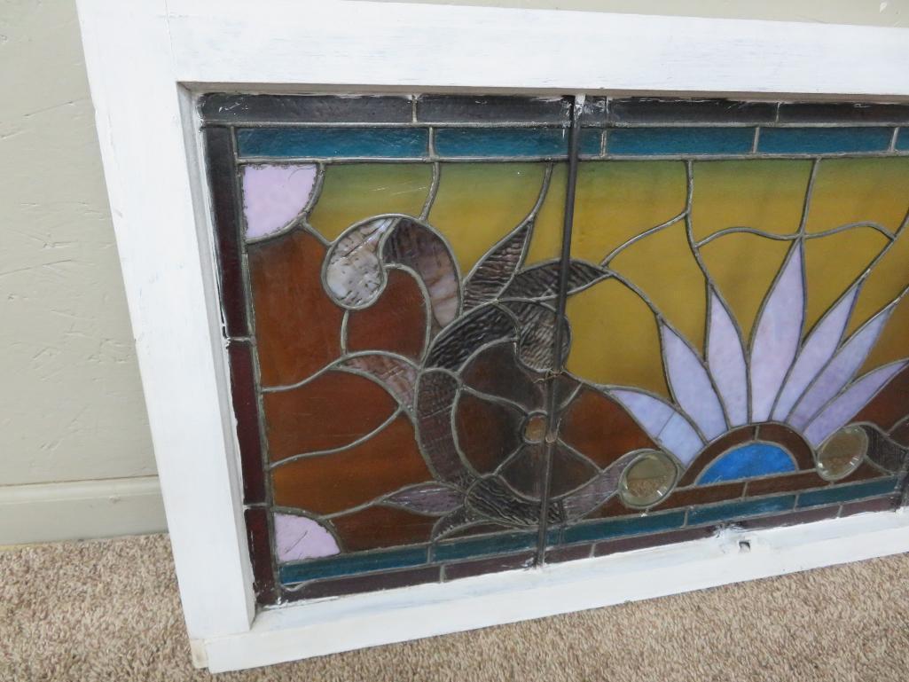 Lovely stained glass window, 44" x 21 1/2"