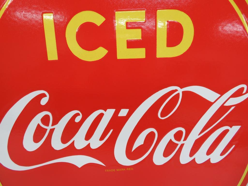 Retro Vintage inspired marked 1951 Canada Iced Coca-Cola Here flange sign