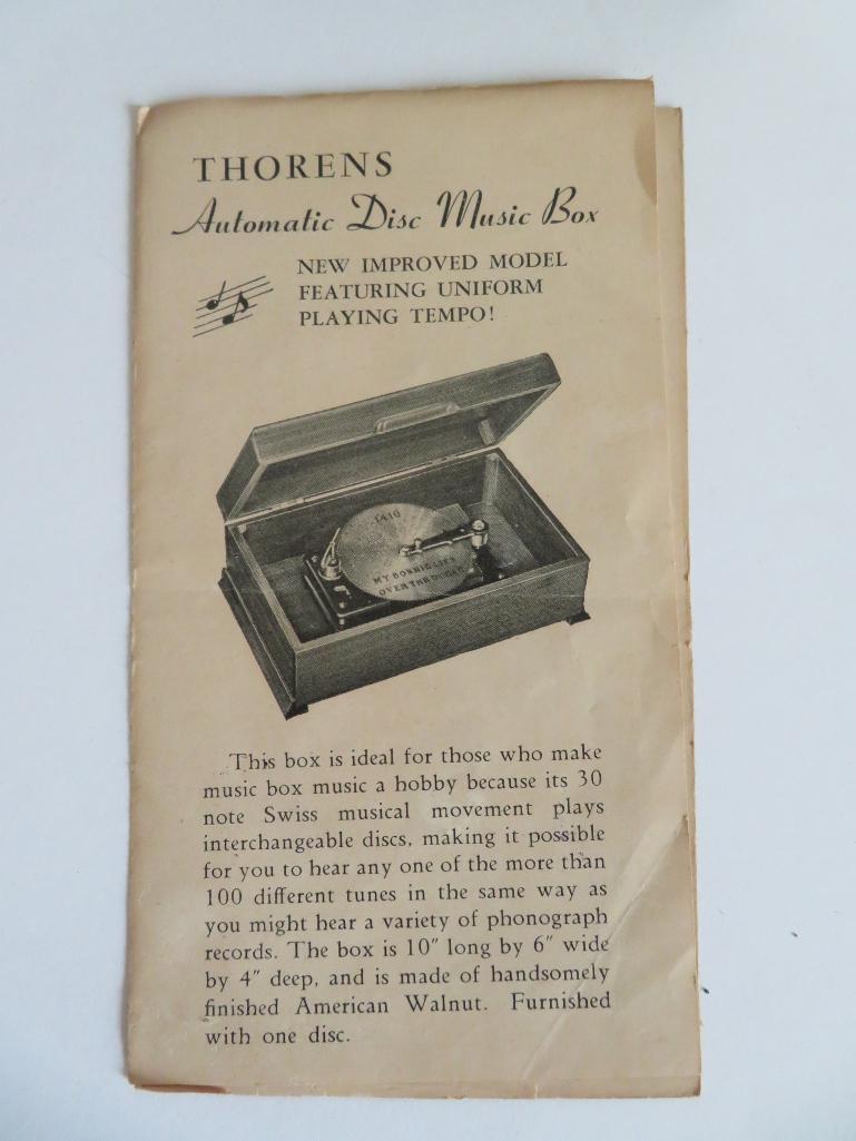 Thorens music box, working, discs