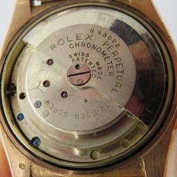 Vintage 14 kt rose gold Rolex 3131 bubble back mans wrist watch, Oyster Perpetual Chronometer