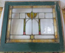 Leaded glass window, 21" x 24"