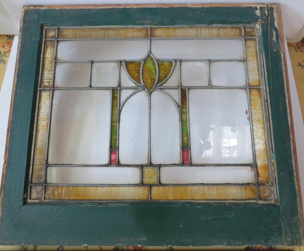 Leaded glass window, 21" x 24"