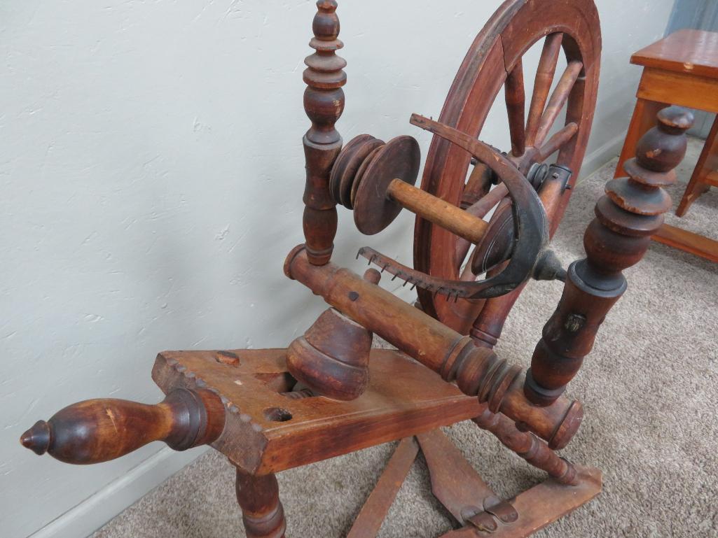 Antique Spinning wheel, 18" wheel, 33" tall